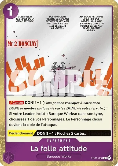 Carte One Piece française EB01-038 La folle attitude (version 2)