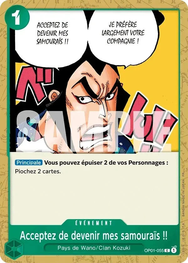 Carte One Piece française Acceptez de devenir mes samouraïs !! OP01-055 C