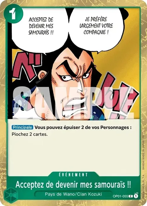 Carte One Piece française OP01-055 Acceptez de devenir mes samouraïs !! (version 2)