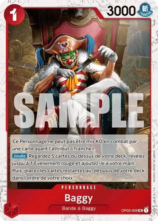 Carte One Piece française OP03-008 Baggy (version 2)