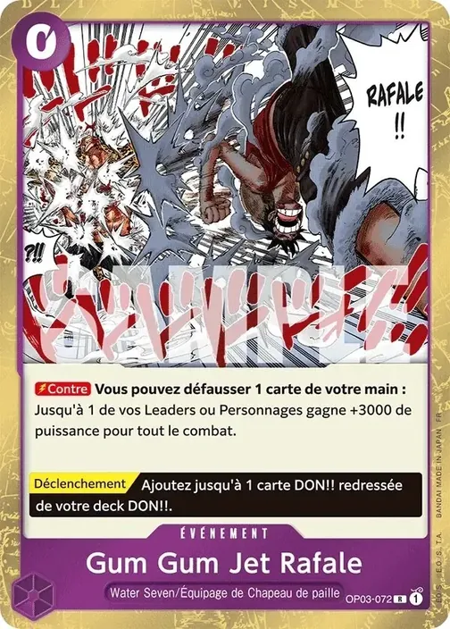 Carte One Piece française OP03-072 Gum Gum Jet Rafale