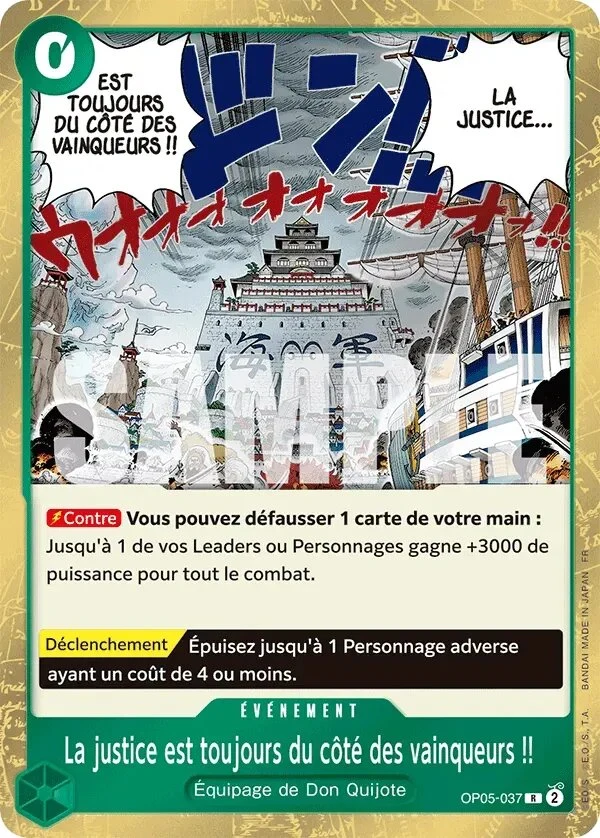Carte One Piece française La justice est toujours du côté des vainqueurs !! OP05-037 R