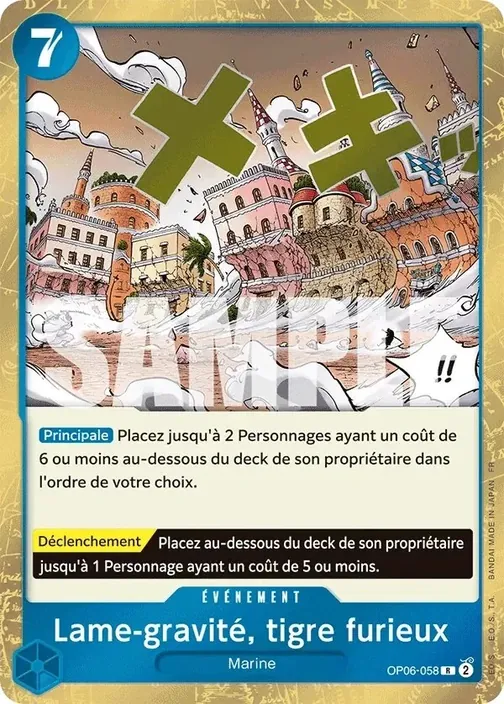 Carte One Piece française OP06-058 Lame-gravité, tigre furieux