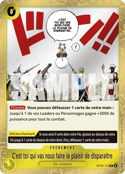 Carte One Piece française OP06-115 C'est toi qui vas nous faire le plaisir de disparaître