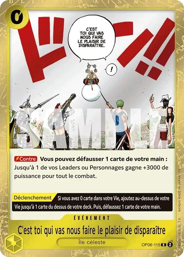 Carte One Piece française C'est toi qui vas nous faire le plaisir de disparaître OP06-115 R