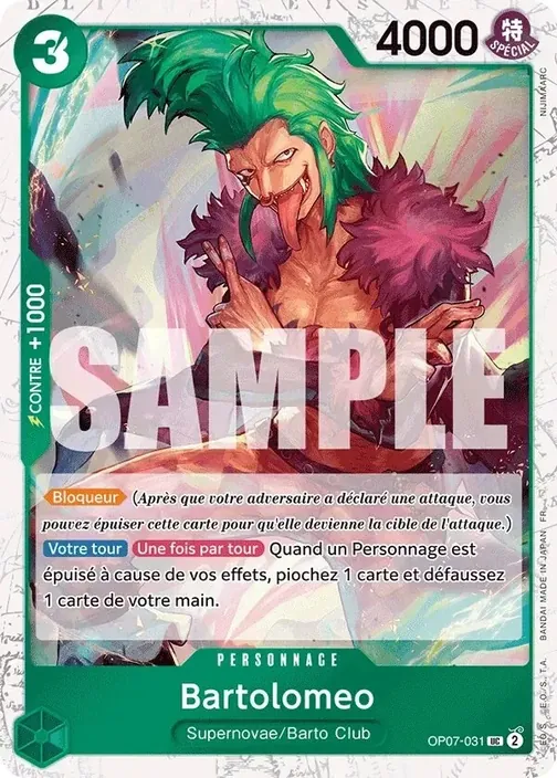 Carte One Piece française OP07-031 Bartolomeo (version 2)