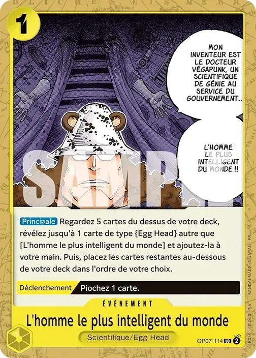 Carte One Piece française OP07-114 L'homme le plus intelligent du monde