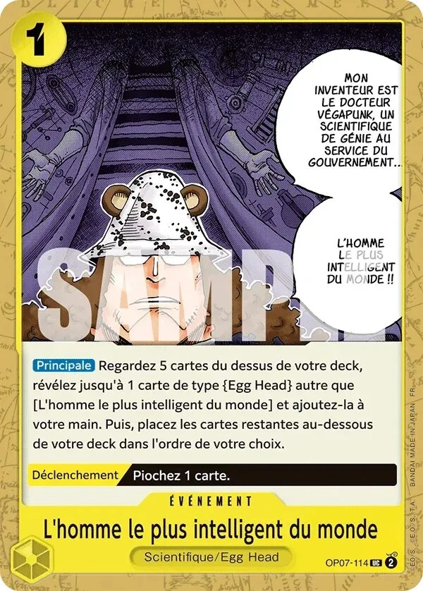 Carte One Piece française L'homme le plus intelligent du monde OP07-114 UC