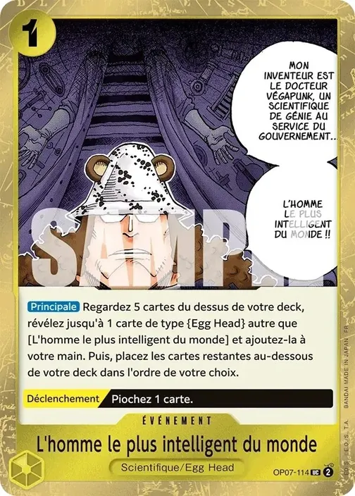 Carte One Piece française OP07-114 L'homme le plus intelligent du monde (version 2)