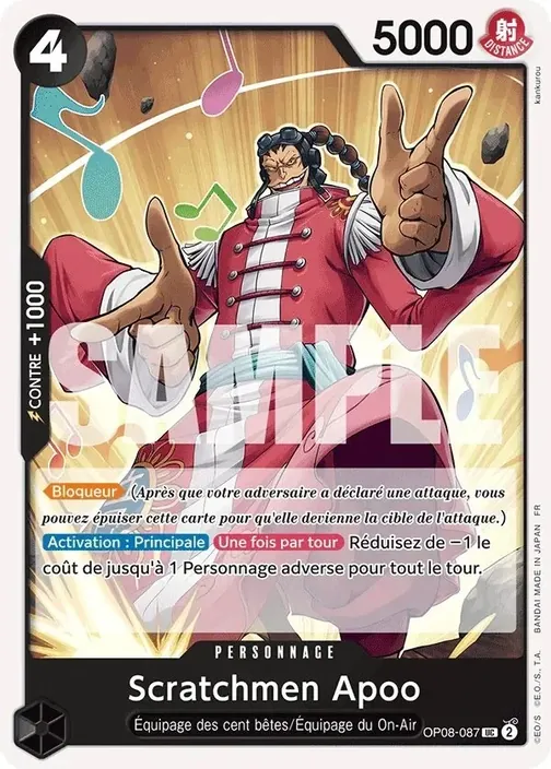 Carte One Piece française OP08-087 Scratchmen Apoo