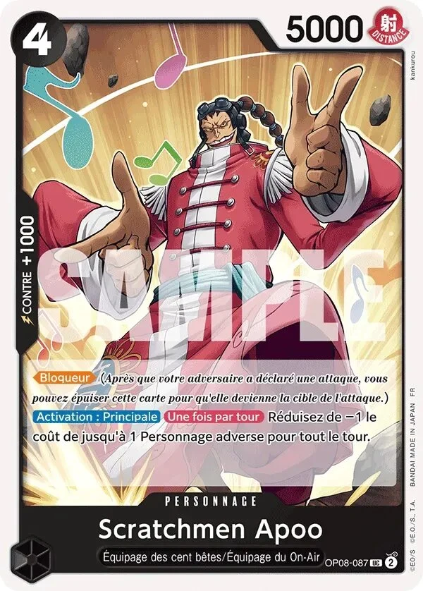Carte One Piece française Scratchmen Apoo OP08-087 UC