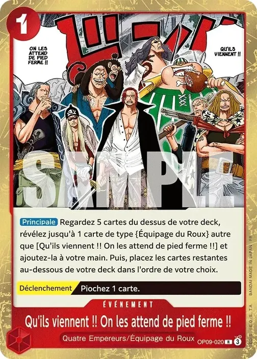 Carte One Piece française OP09-020 Qu'ils viennent !! On les attend de pied ferme !!