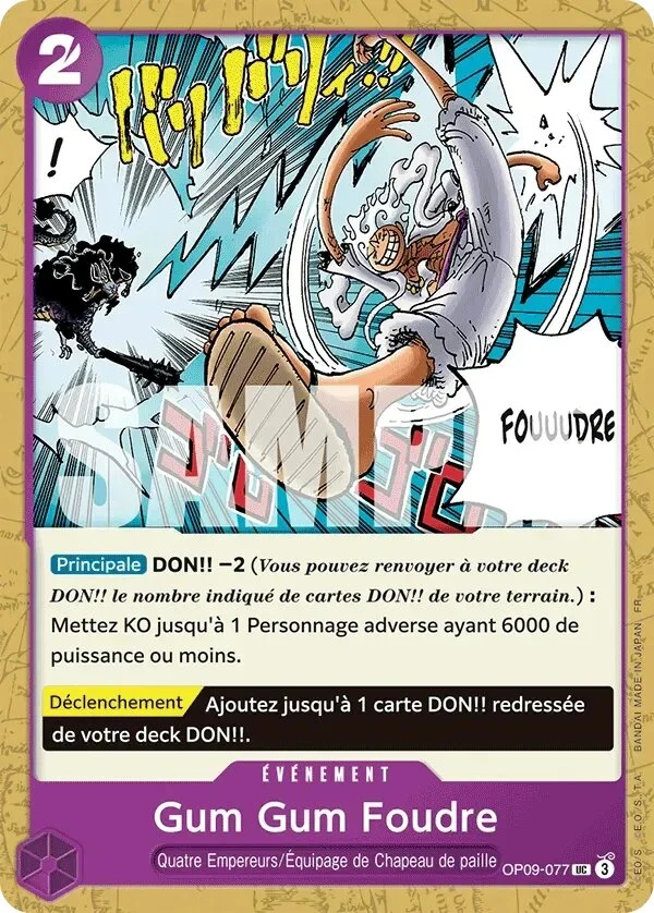 Carte One Piece française Gum Gum Foudre OP09-077 UC