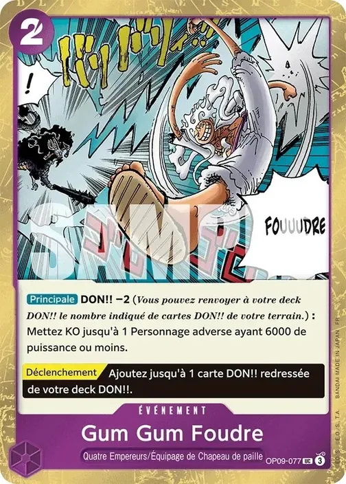 Carte One Piece française OP09-077 Gum Gum Foudre (version 2)