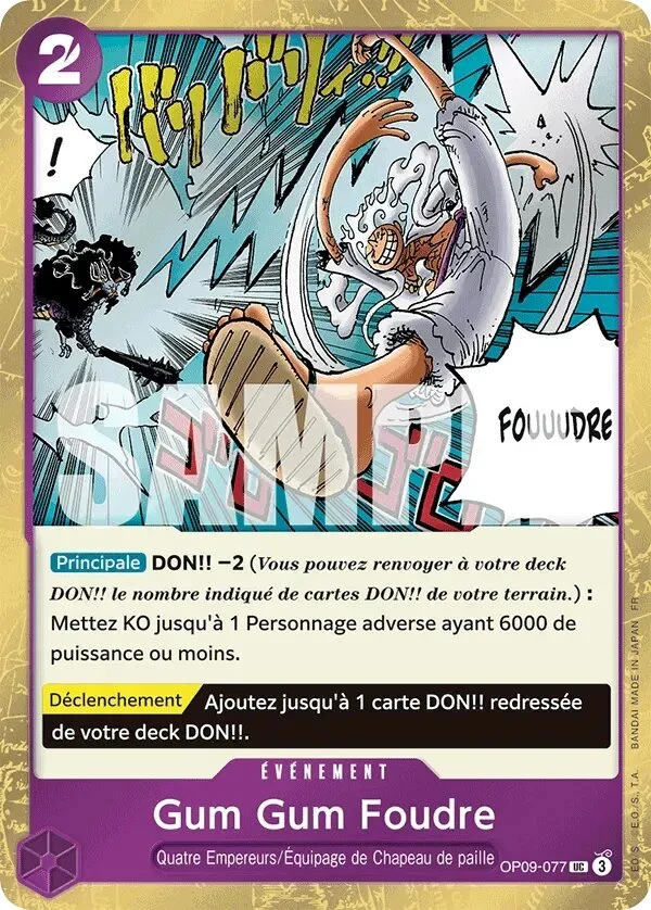 Carte One Piece française Gum Gum Foudre OP09-077 UC