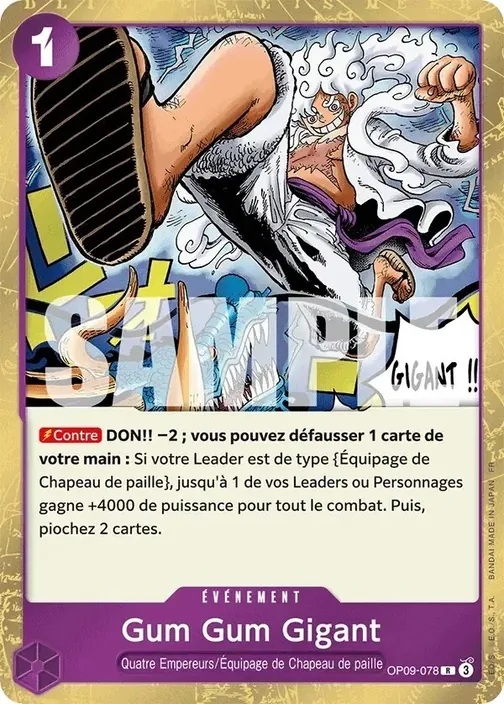 Carte One Piece française OP09-078 Gum Gum Gigant