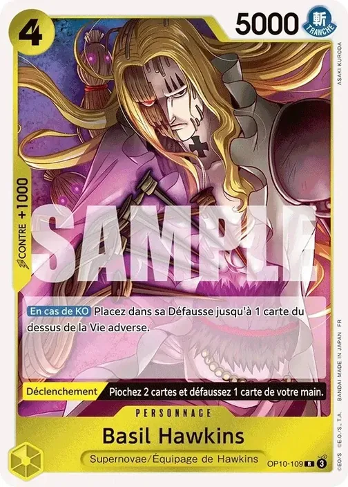Carte One Piece française OP10-109 Basil Hawkins