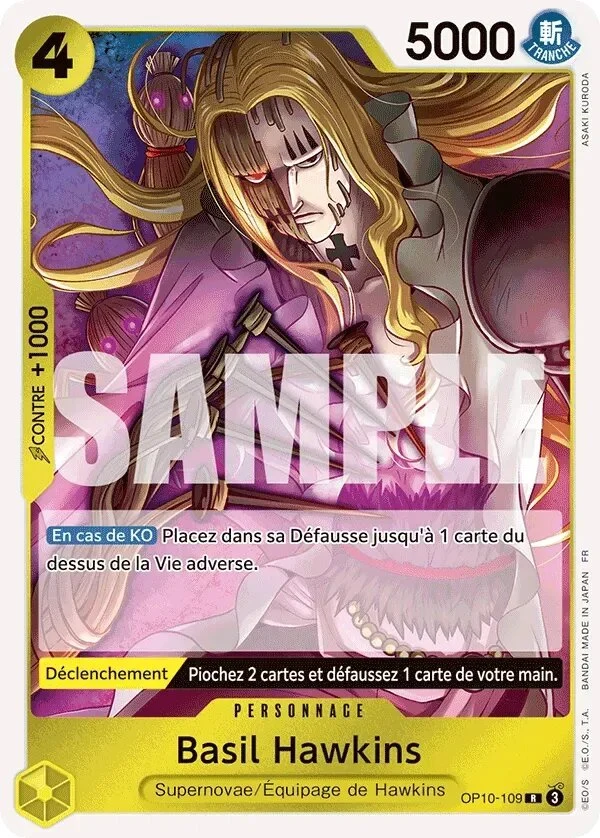 Carte One Piece française Basil Hawkins OP10-109 R