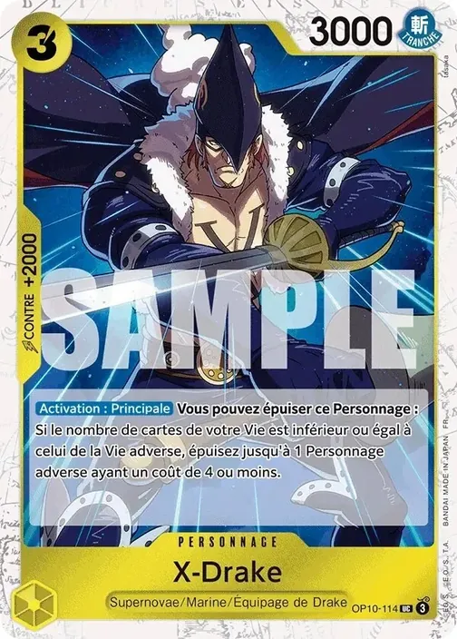 Carte One Piece française OP10-114 X-Drake (version 2)