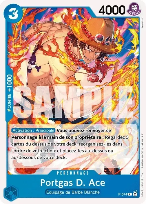 Carte One Piece française P-074 Portgas D. Ace