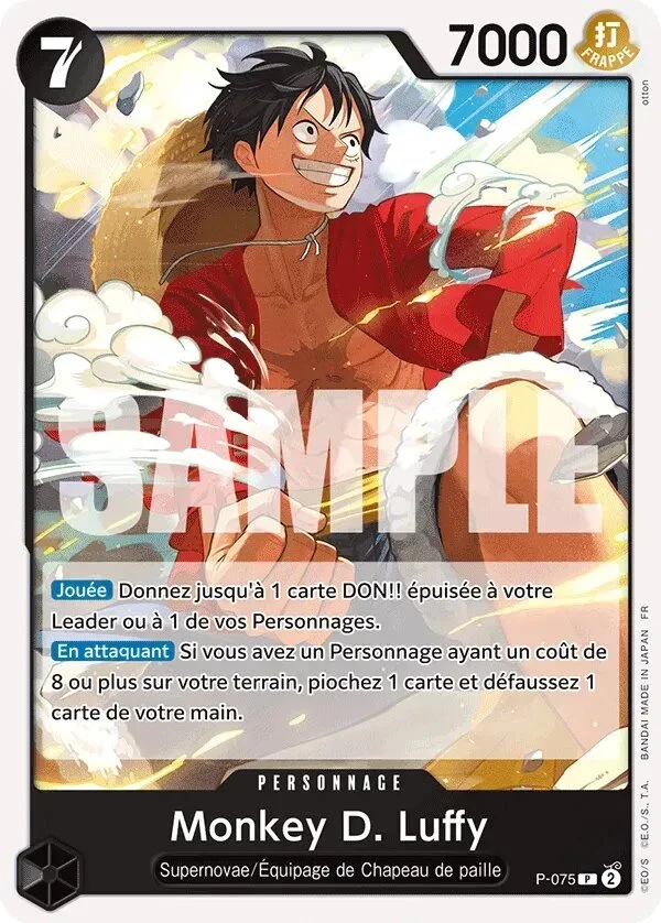 Carte One Piece française Monkey D. Luffy P-075 P
