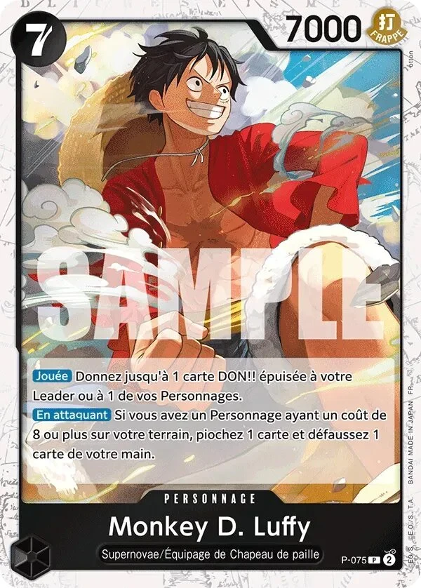 Carte One Piece française Monkey D. Luffy P-075 P