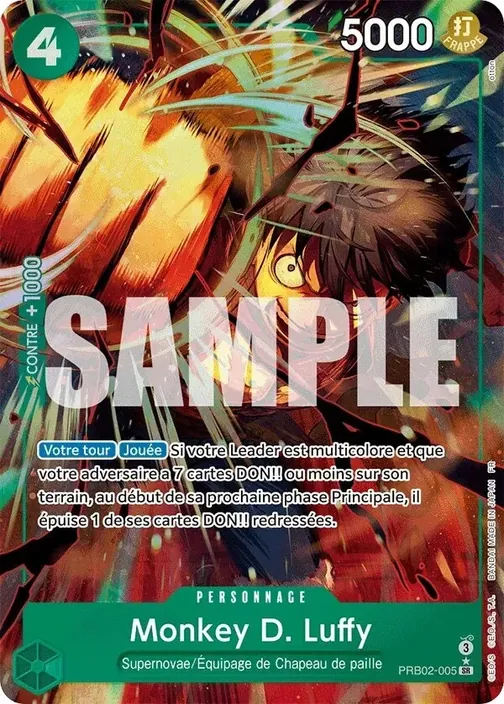 Carte One Piece française PRB02-005 Monkey D. Luffy (version 2)
