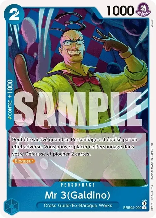 Carte One Piece française PRB02-009 Mr 3(Galdino)