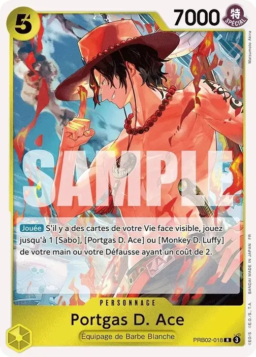 Carte One Piece française PRB02-018 Portgas D. Ace