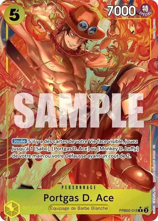 Carte One Piece française PRB02-018 Portgas D. Ace (version 2)