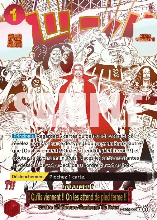 Carte One Piece française OP09-020 Qu'ils viennent !! On les attend de pied ferme !! (version 2)