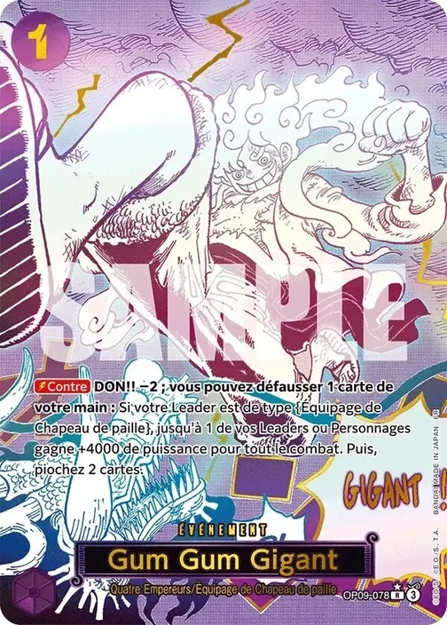 Carte One Piece française OP09-078 Gum Gum Gigant (version 2)