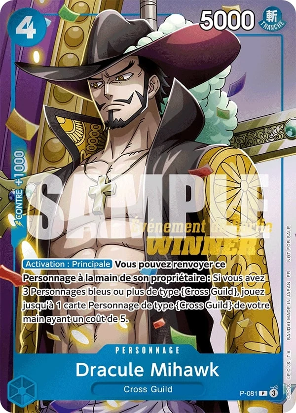 Carte One Piece française Dracule Mihawk P-081 P