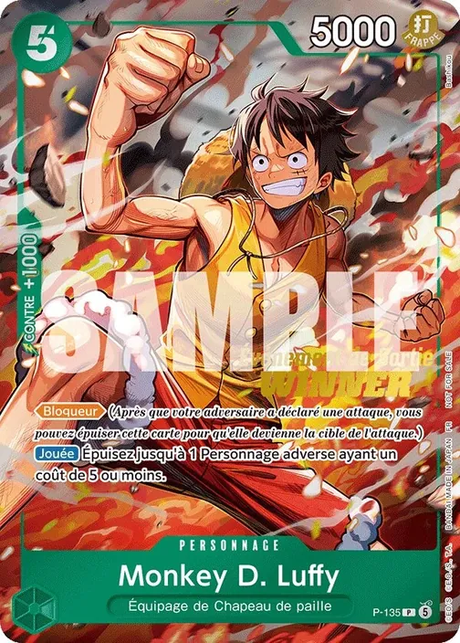 Carte One Piece française P-135 Monkey D. Luffy (version 2)