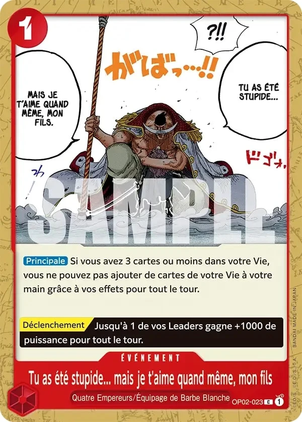 Carte One Piece française Tu as été stupide... mais je t'aime quand même, mon fils OP02-023 C