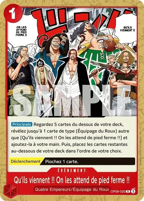 Carte One Piece française OP09-020 Qu'ils viennent !! On les attend de pied ferme !!