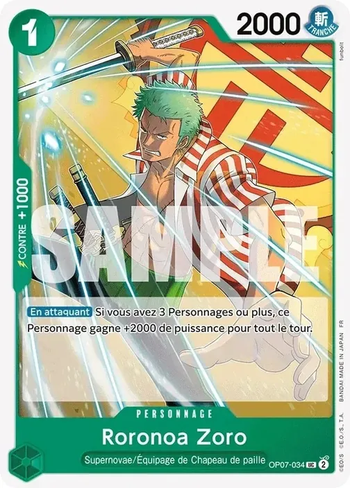 Carte One Piece française OP07-034 Roronoa Zoro