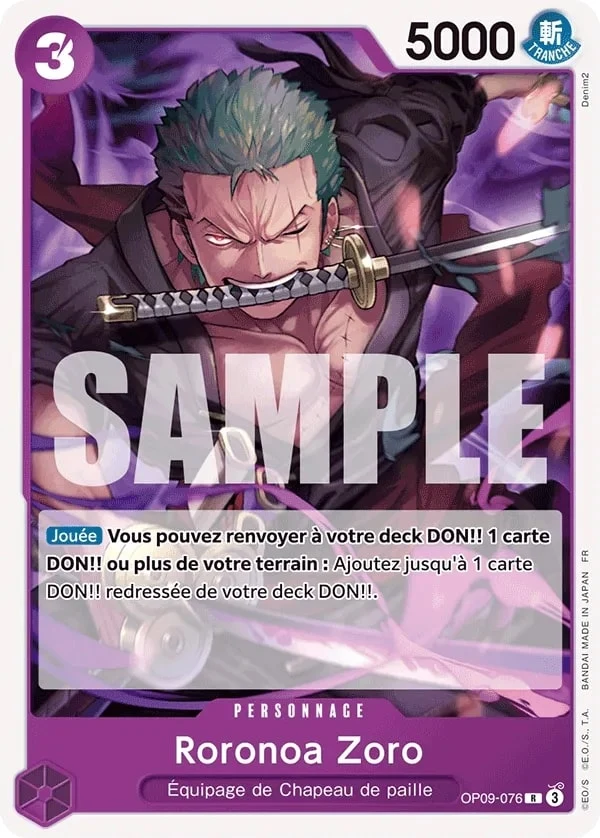 Carte One Piece française Roronoa Zoro OP09-076 R