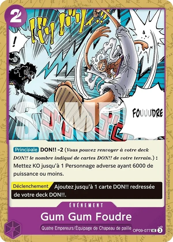 Carte One Piece française Gum Gum Foudre OP09-077 UC