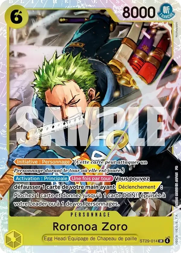 Carte One Piece française Roronoa Zoro ST29-014 SR