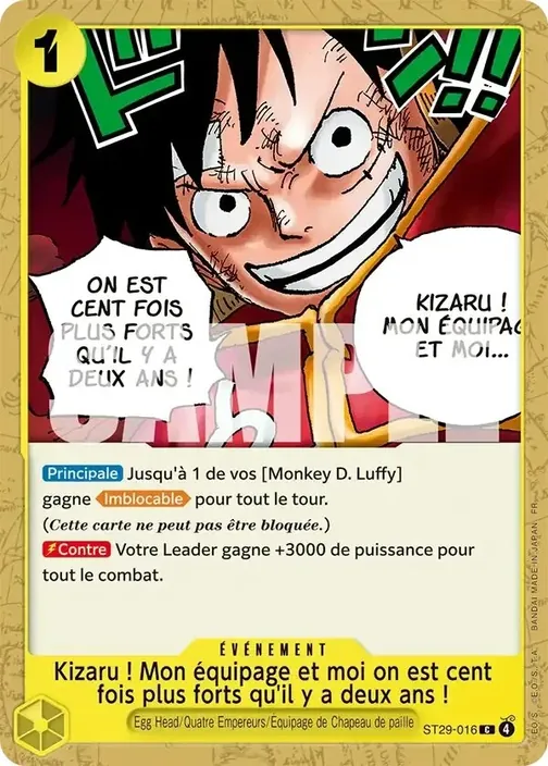 Carte One Piece française ST29-016 Kizaru ! Mon équipage et moi on est cent fois plus forts qu'il y a deux ans !