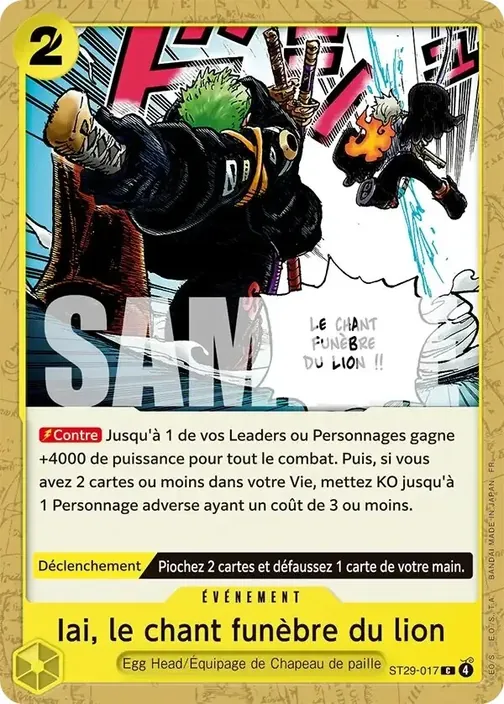Carte One Piece française ST29-017 Iai, le chant funèbre du lion