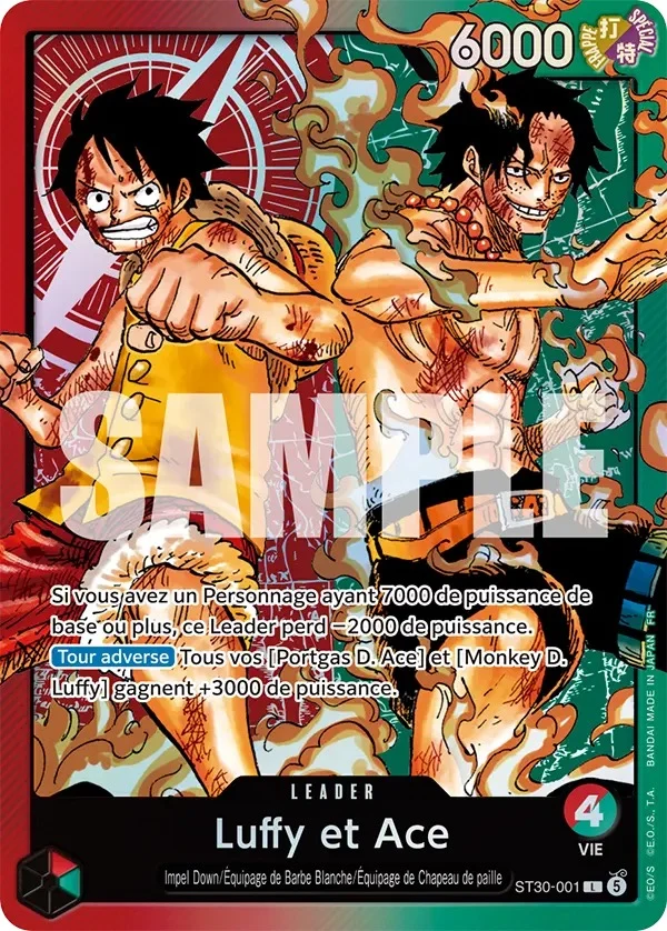 Carte One Piece française Luffy et Ace ST30-001 L