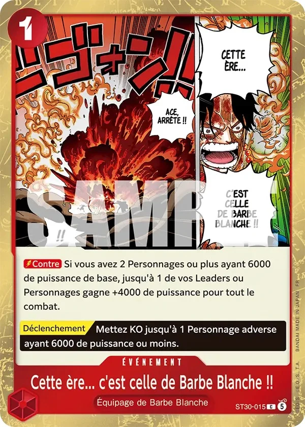 Carte One Piece française Cette ère... c'est celle de Barbe Blanche !! ST30-015 C