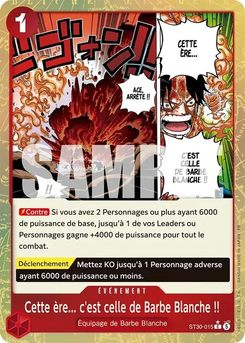 Carte One Piece française ST30-015 Cette ère... c'est celle de Barbe Blanche !! (version 2)