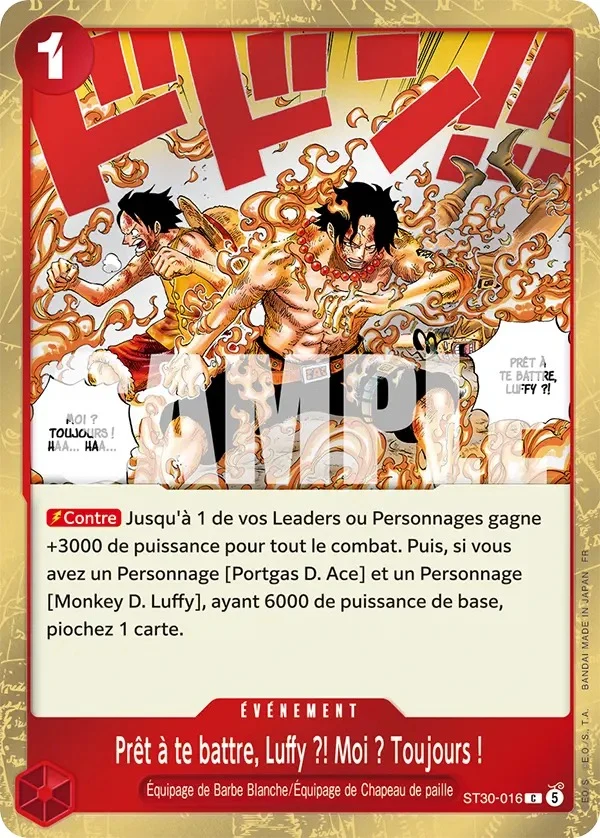 Carte One Piece française Prêt à te battre, Luffy ?! Moi ? Toujours ! ST30-016 C