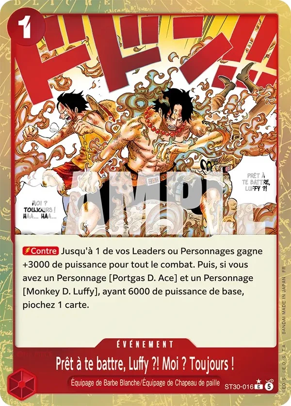 Carte One Piece française Prêt à te battre, Luffy ?! Moi ? Toujours ! ST30-016 C