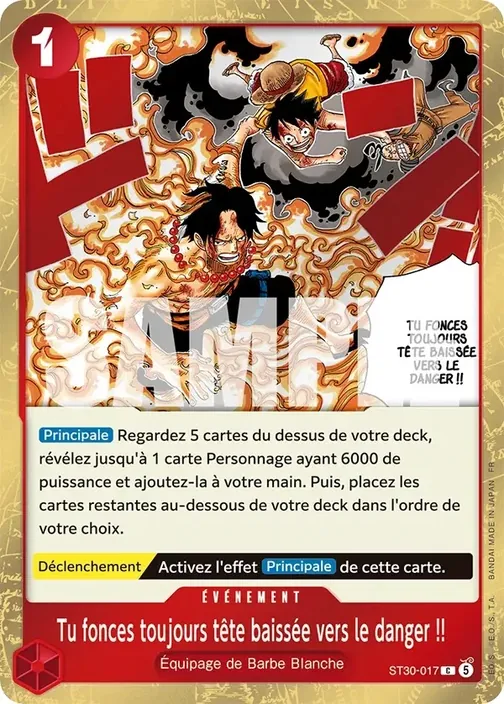 Carte One Piece française ST30-017 Tu fonces toujours tête baissée vers le danger !!