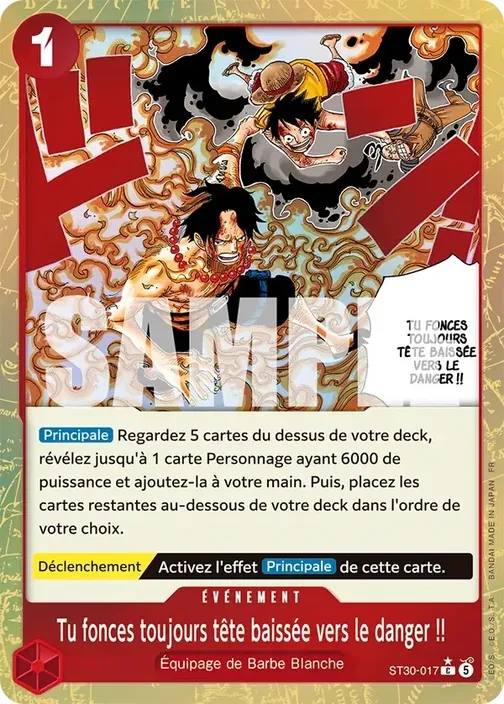 Carte One Piece française ST30-017 Tu fonces toujours tête baissée vers le danger !! (version 2)