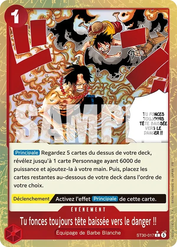 Carte One Piece française Tu fonces toujours tête baissée vers le danger !! ST30-017 C